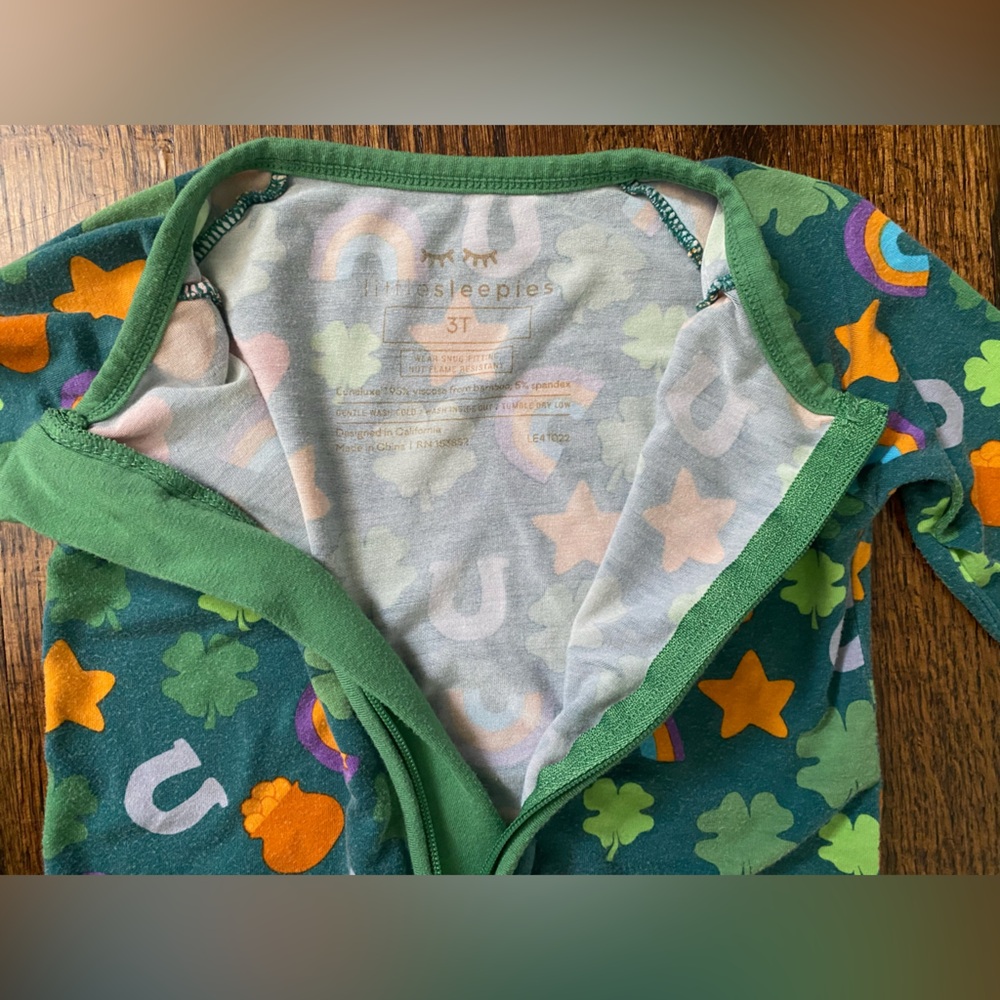 Little Sleepies PJs 3T unisex gender neutral toddler St. Patrick's One-Piece - Picture 10 of 13